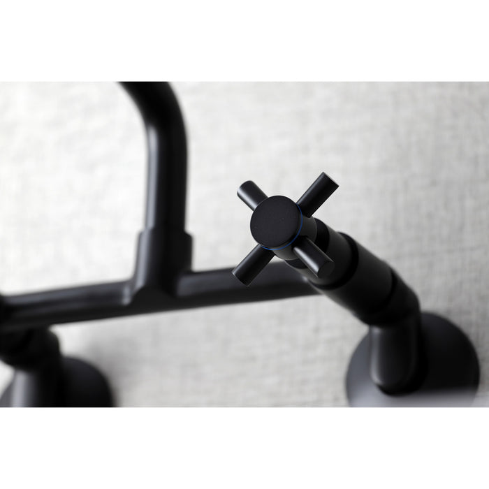 Kingston Sona KS423MB - Concord Two-Handle 2-Hole Wall Mount Kitchen Faucet, Matte Black
