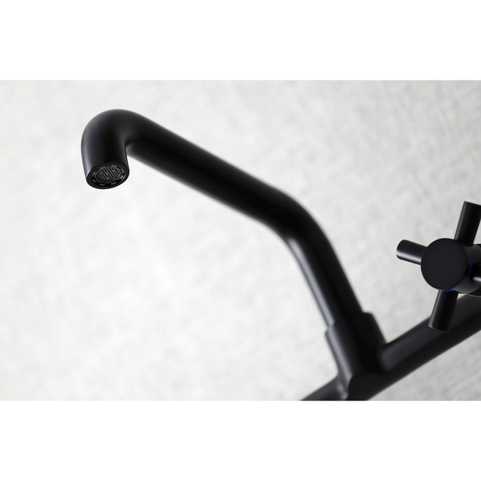 Kingston Sona KS423MB - Concord Two-Handle 2-Hole Wall Mount Kitchen Faucet, Matte Black