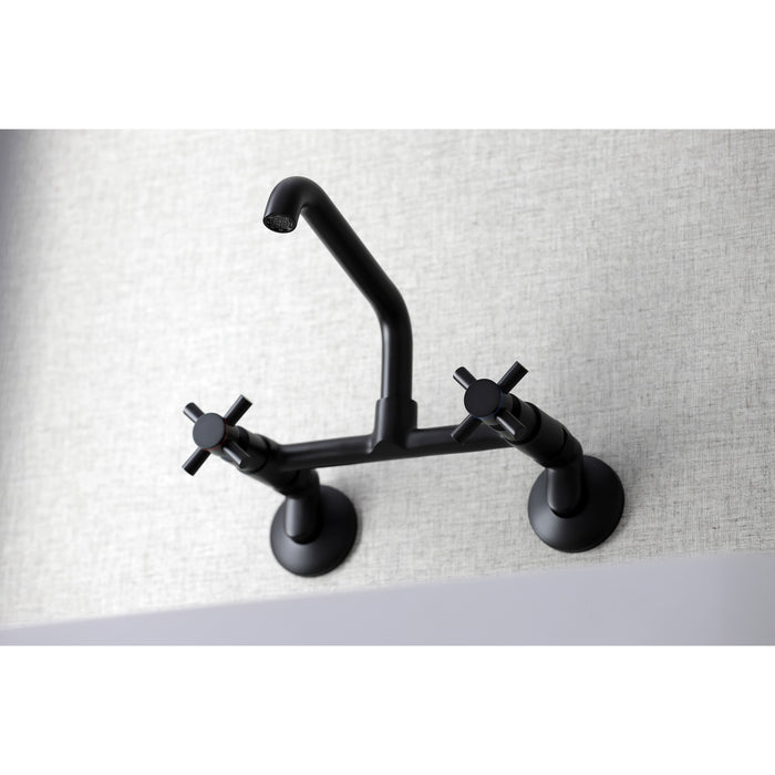 Kingston Sona KS423MB - Concord Two-Handle 2-Hole Wall Mount Kitchen Faucet, Matte Black