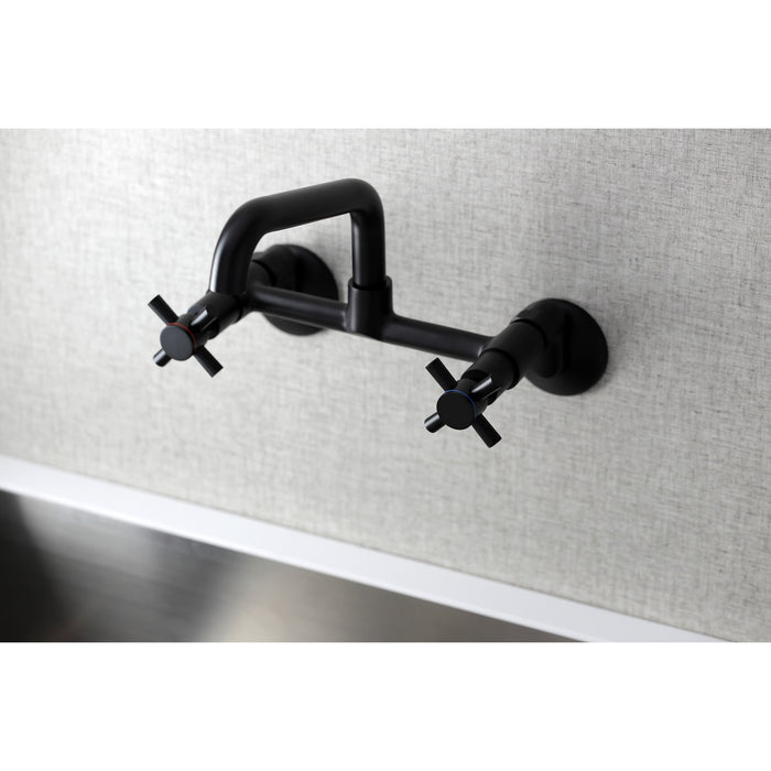 Kingston Sona KS423MB - Concord Two-Handle 2-Hole Wall Mount Kitchen Faucet, Matte Black