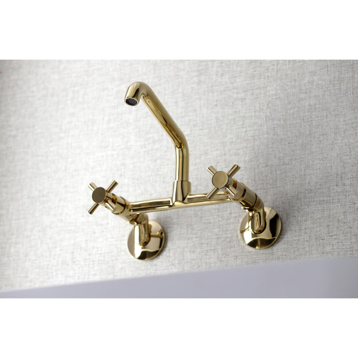 Kingston Sona KS423PB - Concord Two-Handle 2-Hole Wall Mount Kitchen Faucet, Polished Brass
