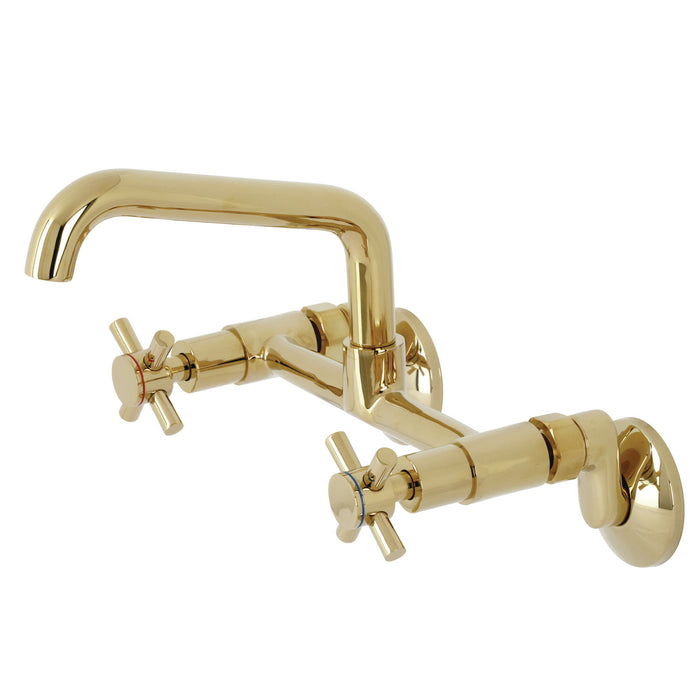 Kingston Sona KS423PB - Concord Two-Handle 2-Hole Wall Mount Kitchen Faucet, Polished Brass