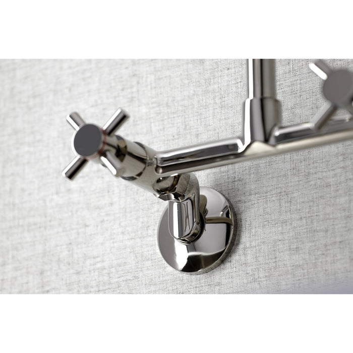 Kingston Sona KS423PN - Concord Two-Handle 2-Hole Wall Mount Kitchen Faucet, Polished Nickel