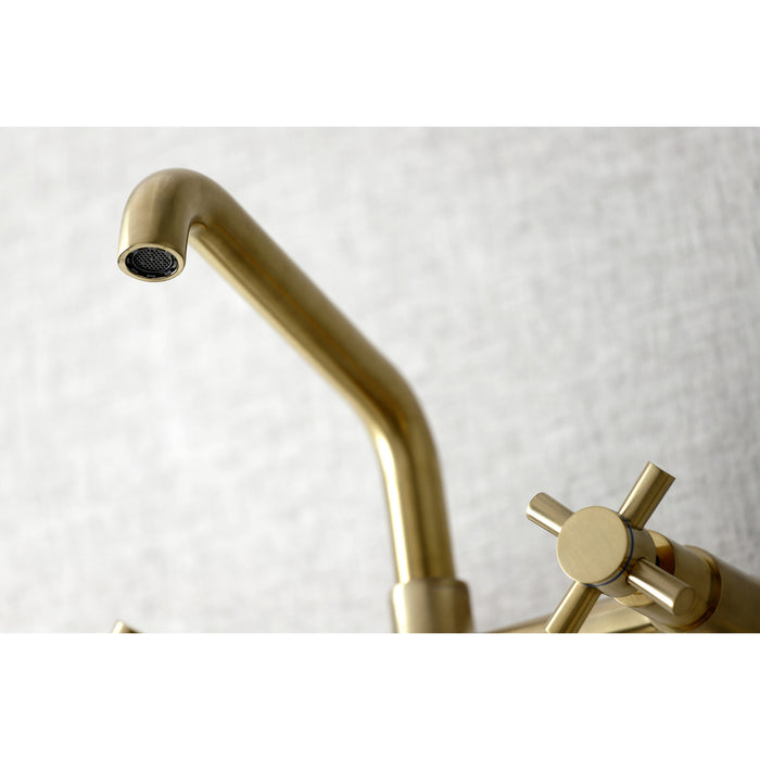 Kingston Sona KS423SB - Concord Two-Handle 2-Hole Wall Mount Kitchen Faucet, Brushed Brass