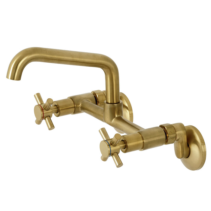Kingston Sona KS423SB - Concord Two-Handle 2-Hole Wall Mount Kitchen Faucet, Brushed Brass
