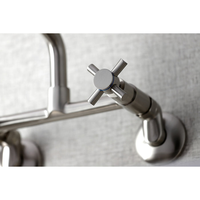Kingston Sona KS423SN - Concord Two-Handle 2-Hole Wall Mount Kitchen Faucet, Brushed Nickel