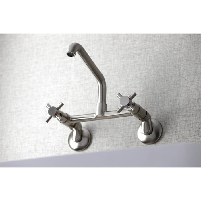 Kingston Sona KS423SN - Concord Two-Handle 2-Hole Wall Mount Kitchen Faucet, Brushed Nickel