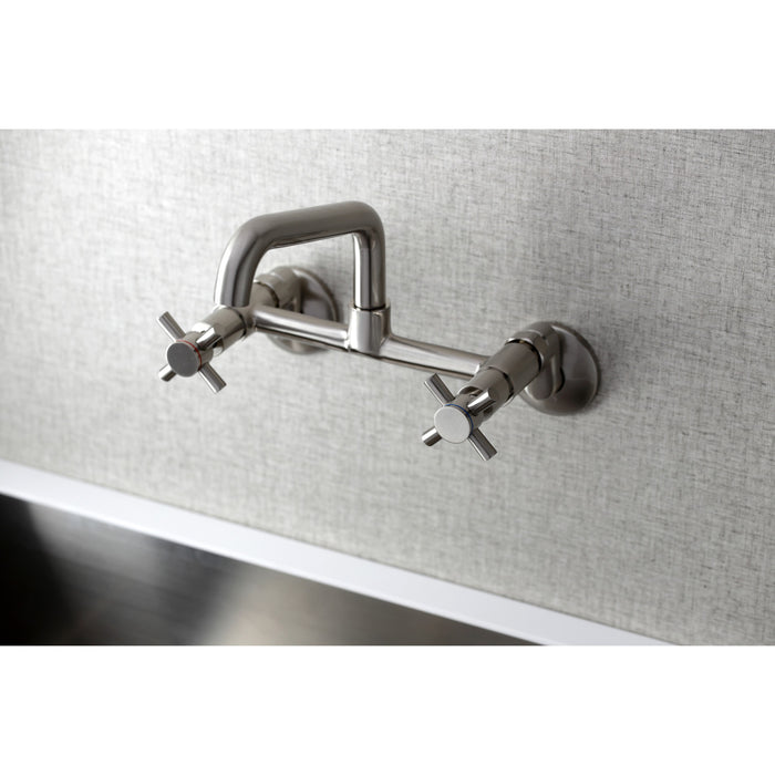 Kingston Sona KS423SN - Concord Two-Handle 2-Hole Wall Mount Kitchen Faucet, Brushed Nickel