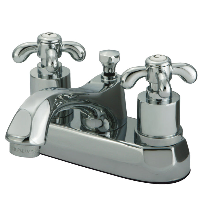 Kingston Tulare KS4261TX - French Country Double-Handle 3-Hole Deck Mount 4-Inch Centerset Bathroom Faucet with Brass Pop-Up, Polished Chrome
