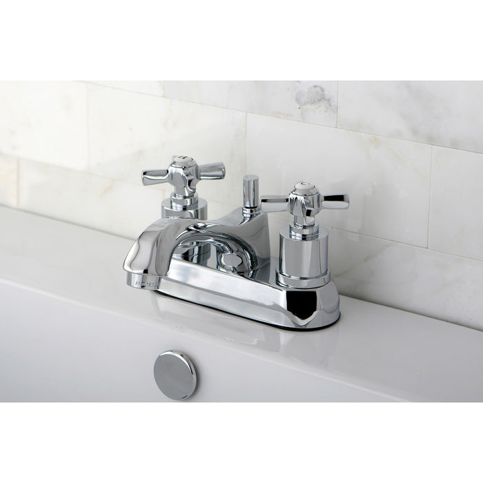 Kingston Tulare KS4261ZX - Millennium Double-Handle 3-Hole Deck Mount 4-Inch Centerset Bathroom Faucet with Brass Pop-Up, Polished Chrome