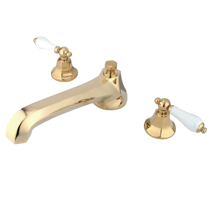 Kingston Tulare KS4302PL - Metropolitan Two-Handle 3-Hole Deck Mount Roman Tub Faucet, Polished Brass