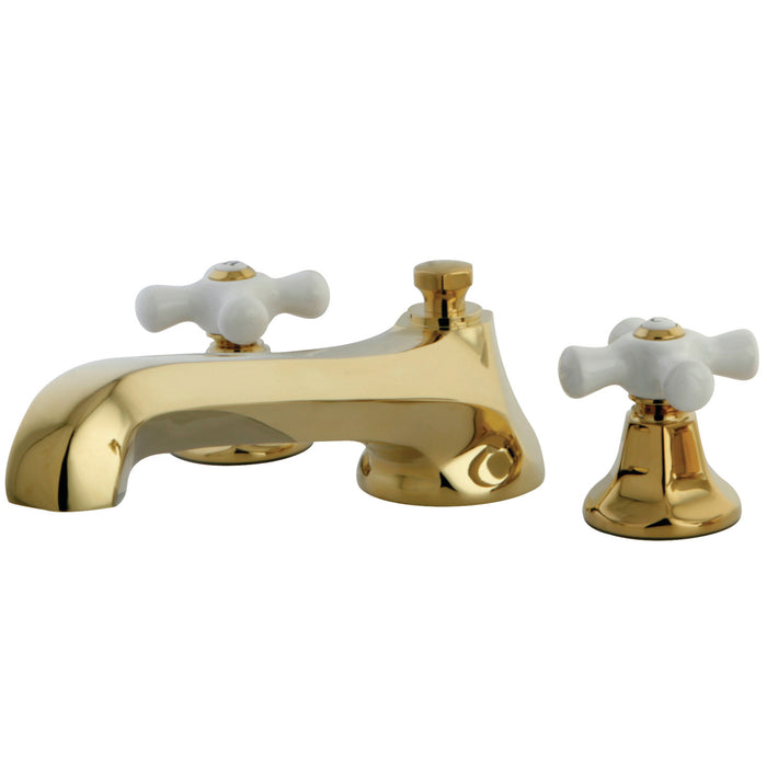 Kingston Tulare KS4302PX - Metropolitan Two-Handle 3-Hole Deck Mount Roman Tub Faucet, Polished Brass