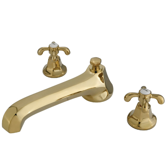 Kingston Tulare KS4302TX - Vintage Two-Handle 3-Hole Deck Mount Roman Tub Faucet, Polished Brass