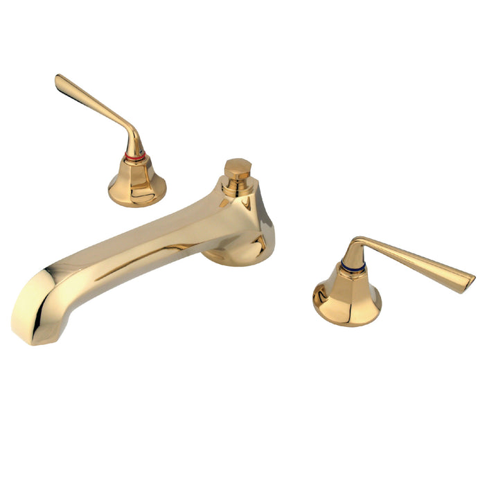Kingston Tulare KS4302ZL - Silver Sage Two-Handle 3-Hole Deck Mount Roman Tub Faucet, Polished Brass
