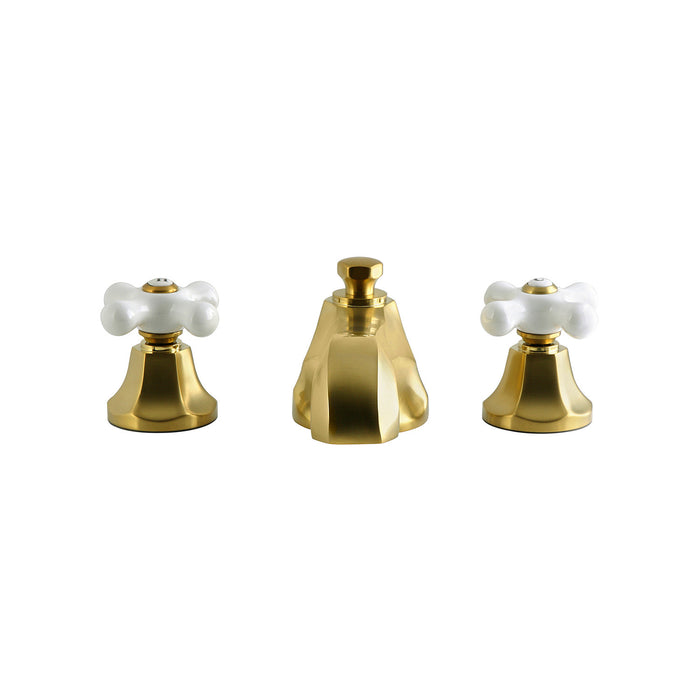 Kingston Tulare KS4307PX - Metropolitan Two-Handle 3-Hole Deck Mount Roman Tub Faucet, Brushed Brass