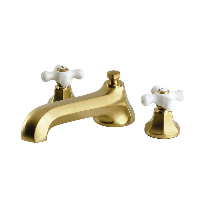 Kingston Tulare KS4307PX - Metropolitan Two-Handle 3-Hole Deck Mount Roman Tub Faucet, Brushed Brass
