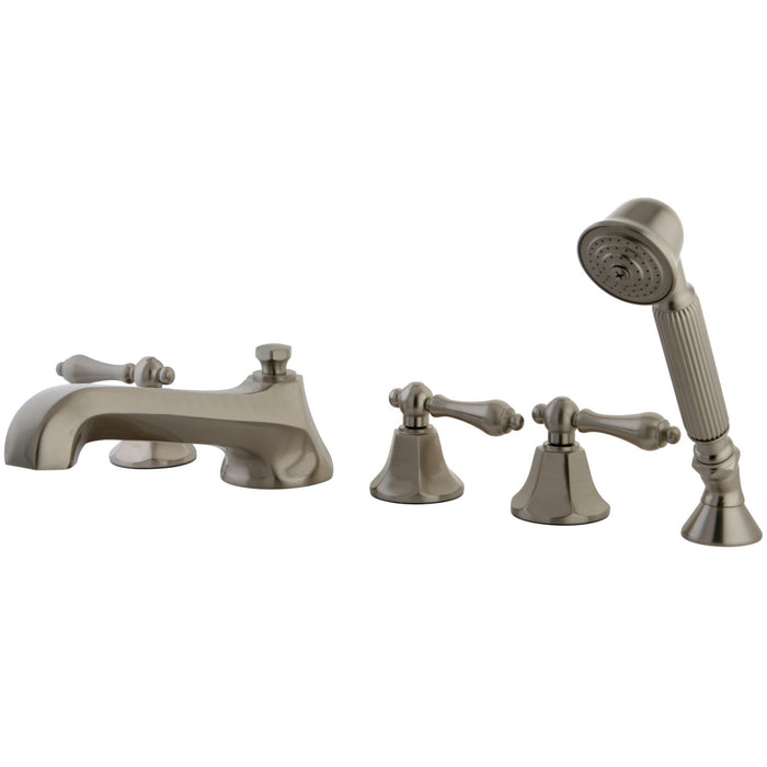 Kingston Tulare KS43085AL - Metropolitan Three-Handle 5-Hole Deck Mount Roman Tub Faucet with Hand Shower, Brushed Nickel