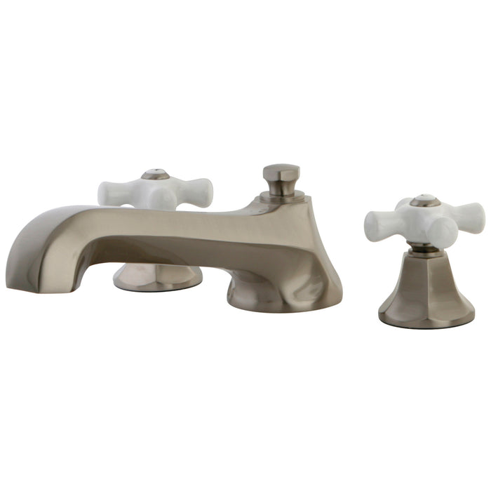 Kingston Tulare KS4308PX - Metropolitan Two-Handle 3-Hole Deck Mount Roman Tub Faucet, Brushed Nickel