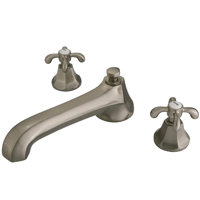 Kingston Tulare KS4308TX - Vintage Two-Handle 3-Hole Deck Mount Roman Tub Faucet, Brushed Nickel