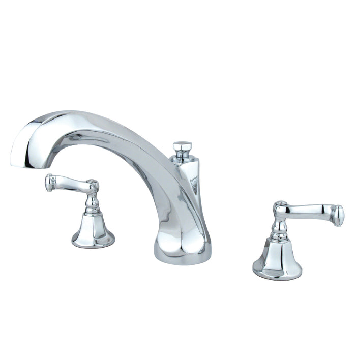 Kingston Tulare KS4321FL Two-Handle 3-Hole Deck Mount Roman Tub Faucet, Polished Chrome