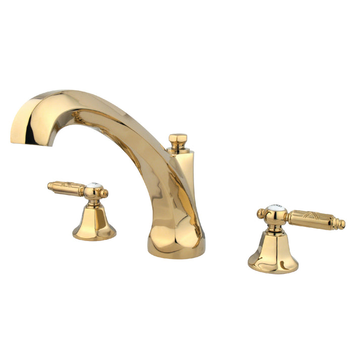 Kingston Tulare KS4322GL - Georgian Two-Handle 3-Hole Deck Mount Roman Tub Faucet, Polished Brass