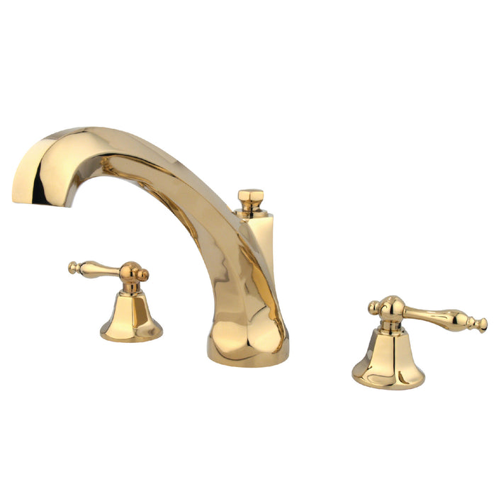 Kingston Heirloom KS4322NL - Metropolitan Two-Handle 3-Hole Deck Mount Roman Tub Faucet, Polished Brass