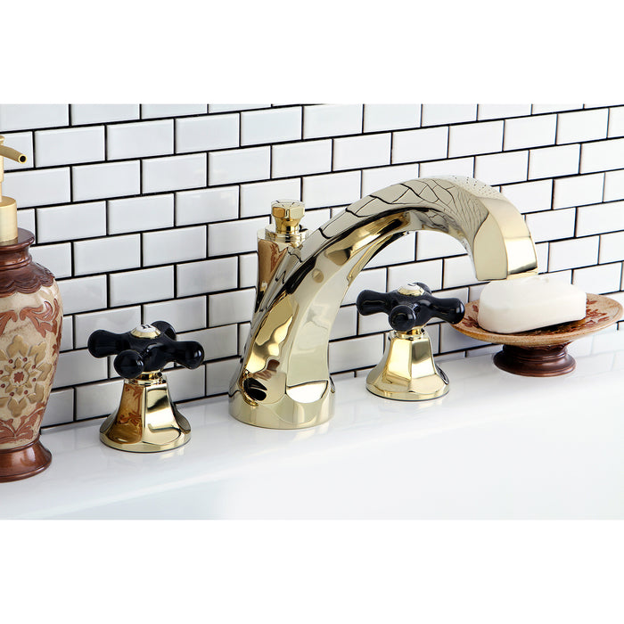 Kingston Tulare KS4322PKX - Duchess Two-Handle 3-Hole Deck Mount Roman Tub Faucet, Polished Brass