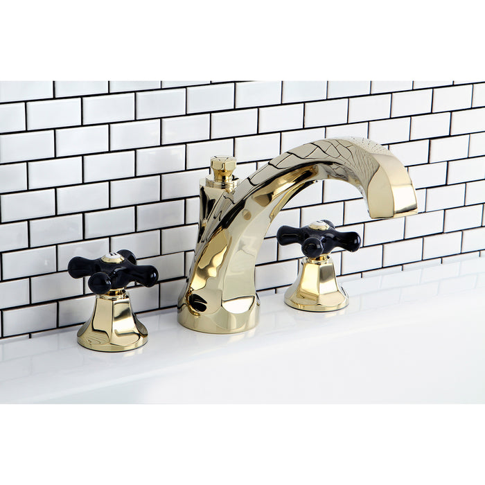 Kingston Tulare KS4322PKX - Duchess Two-Handle 3-Hole Deck Mount Roman Tub Faucet, Polished Brass