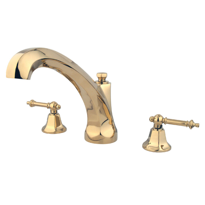 Kingston Heirloom KS4322TL - Metropolitan Two-Handle 3-Hole Deck Mount Roman Tub Faucet, Polished Brass
