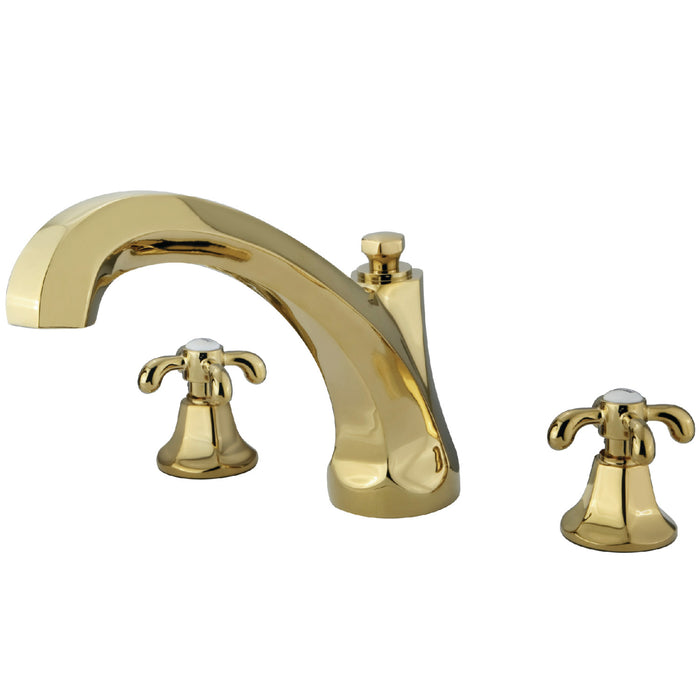 Kingston Tulare KS4322TX - Vintage Two-Handle 3-Hole Deck Mount Roman Tub Faucet, Polished Brass