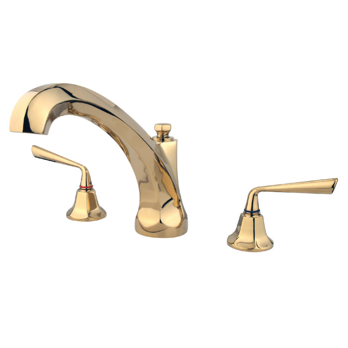 Kingston Tulare KS4322ZL - Silver Sage Two-Handle 3-Hole Deck Mount Roman Tub Faucet, Polished Brass