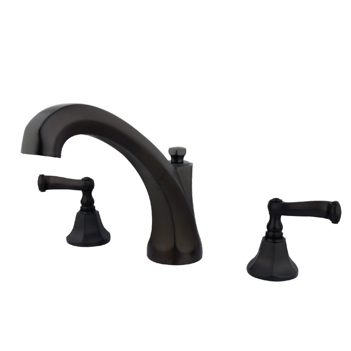 Kingston Tulare KS4325FL Two-Handle 3-Hole Deck Mount Roman Tub Faucet, Oil Rubbed Bronze
