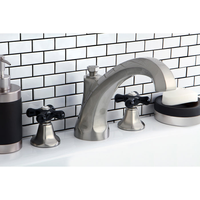 Kingston Tulare KS4328PKX - Duchess Two-Handle 3-Hole Deck Mount Roman Tub Faucet, Brushed Nickel