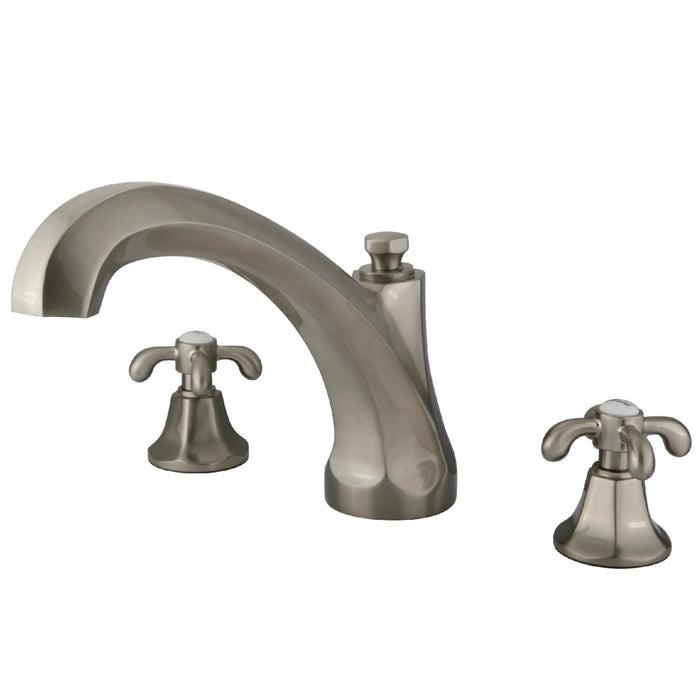 Kingston Tulare KS4328TX - Vintage Two-Handle 3-Hole Deck Mount Roman Tub Faucet, Brushed Nickel