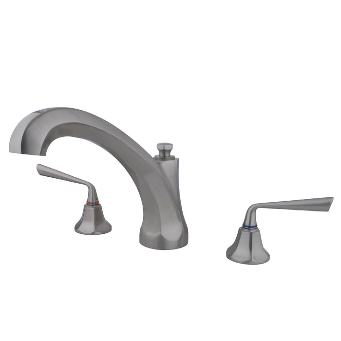 Kingston Tulare KS4328ZL - Silver Sage Two-Handle 3-Hole Deck Mount Roman Tub Faucet, Brushed Nickel