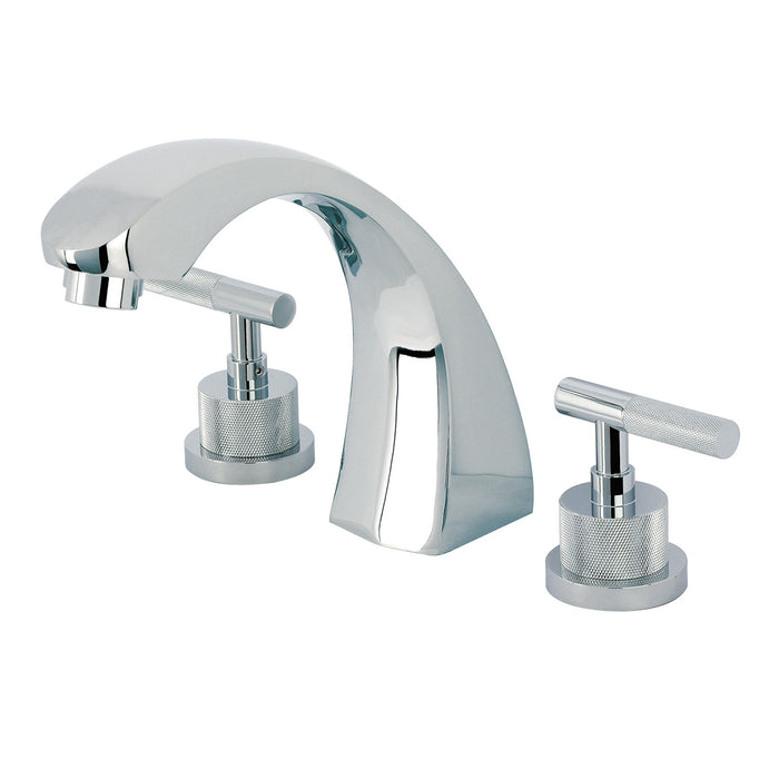 Kingston Tulare KS4361KNL - Convergent Two-Handle 3-Hole Deck Mount Roman Tub Faucet with Knurled Handle, Polished Chrome