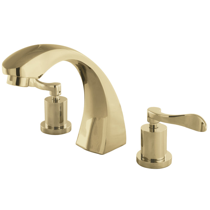 Kingston Tulare KS4362DFL - Vintage Two-Handle 3-Hole Deck Mount Roman Tub Faucet, Polished Brass
