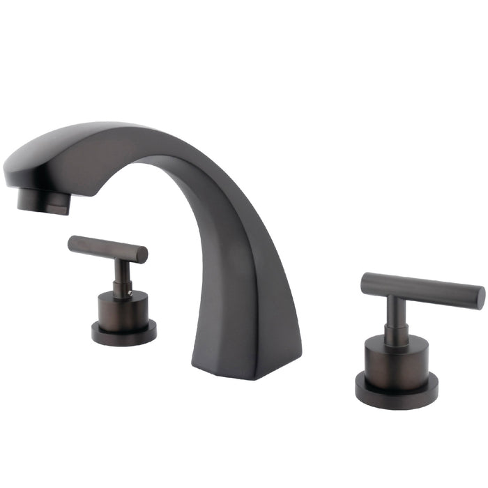 Kingston Tulare KS4365CML - Manhattan Two-Handle 3-Hole Deck Mount Roman Tub Faucet, Oil Rubbed Bronze