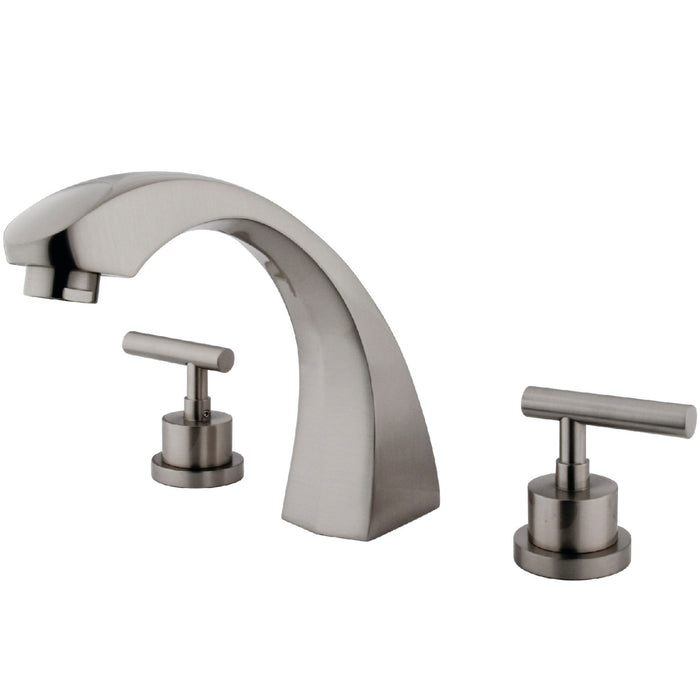Kingston Tulare KS4368CML - Manhattan Two-Handle 3-Hole Deck Mount Roman Tub Faucet, Brushed Nickel