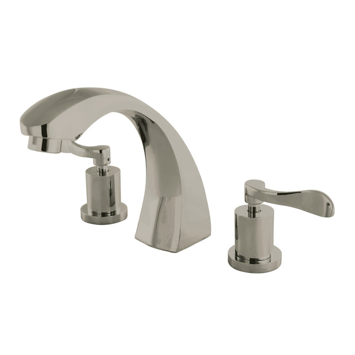 Kingston Tulare KS4368DFL - Vintage Two-Handle 3-Hole Deck Mount Roman Tub Faucet, Brushed Nickel