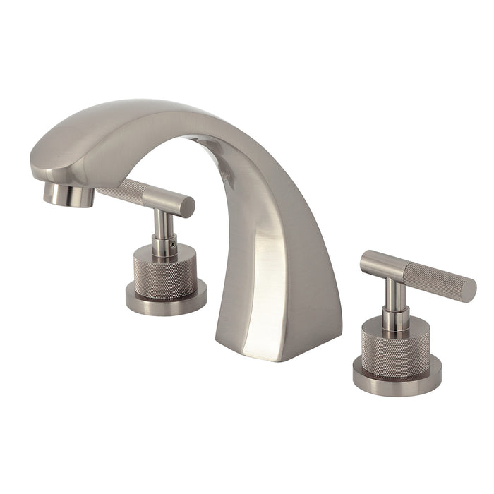 Kingston Tulare KS4368KNL - Convergent Two-Handle 3-Hole Deck Mount Roman Tub Faucet with Knurled Handle, Brushed Nickel
