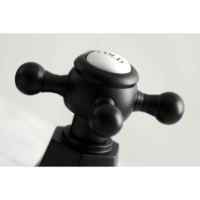 Kingston Heirloom KS4460BX - Metropolitan Two-Handle 3-Hole Deck Mount Widespread Bathroom Faucet with Brass Pop-Up, Matte Black