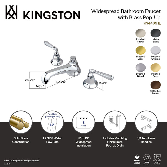 Metropolitan KS4461HL Two-Handle 3-Hole Deck Mount Widespread Bathroom Faucet with Brass Pop-Up, Polished Chrome