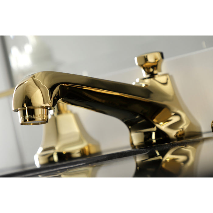 Whitaker KS4462KL Two-Handle 3-Hole Deck Mount Widespread Bathroom Faucet with Brass Pop-Up, Polished Brass