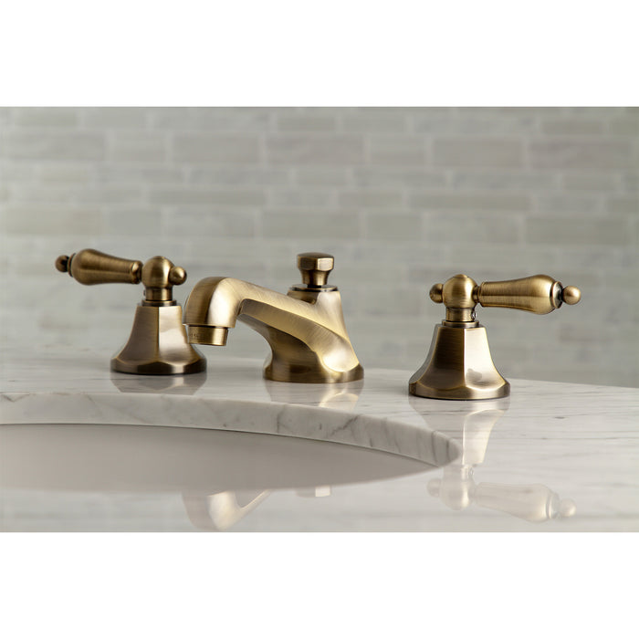 Metropolitan KS4463AL Two-Handle 3-Hole Deck Mount Widespread Bathroom Faucet with Brass Pop-Up, Antique Brass