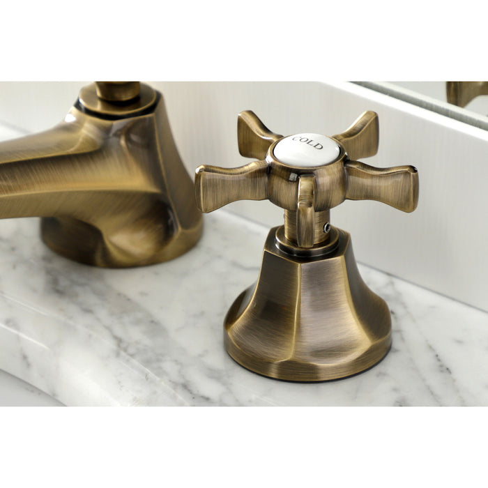 Kingston Tulare KS4463NX - Hamilton Two-Handle 3-Hole Deck Mount Widespread Bathroom Faucet with Brass Pop-Up, Antique Brass