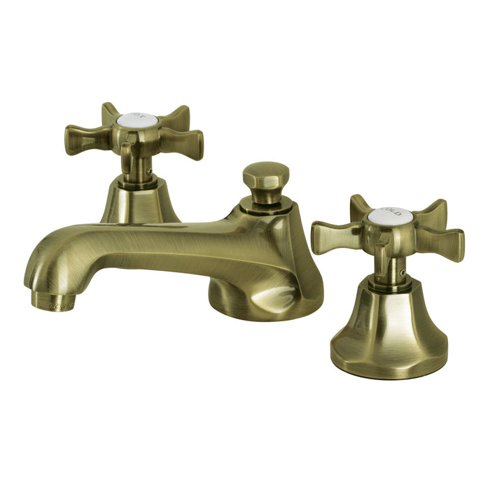 Kingston Tulare KS4463NX - Hamilton Two-Handle 3-Hole Deck Mount Widespread Bathroom Faucet with Brass Pop-Up, Antique Brass