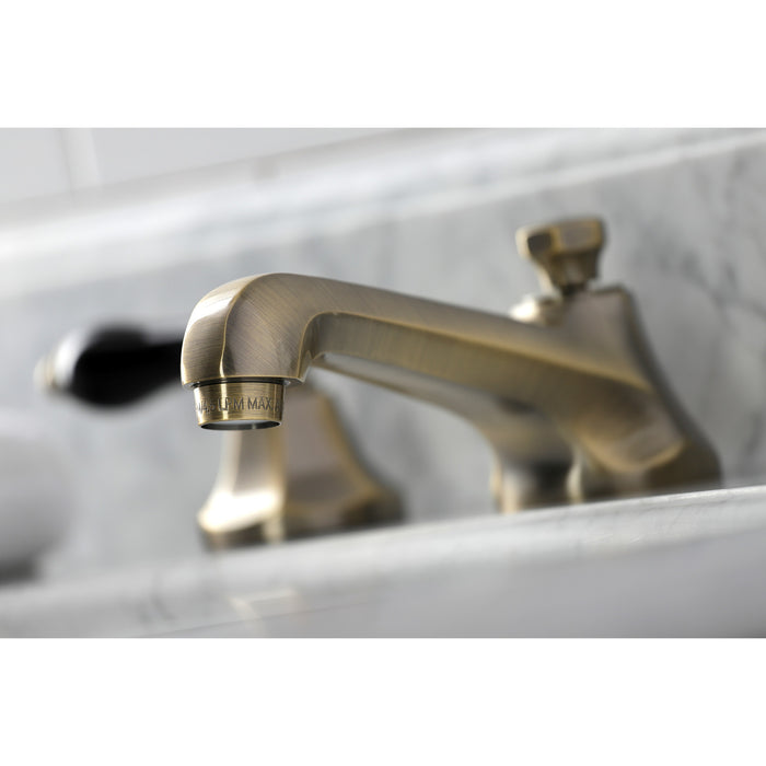 Kingston Tulare KS4463PKL - Duchess Two-Handle 3-Hole Deck Mount Widespread Bathroom Faucet with Brass Pop-Up, Antique Brass