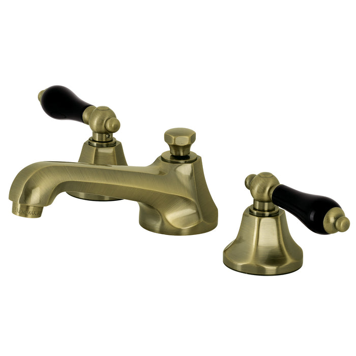 Kingston Tulare KS4463PKL - Duchess Two-Handle 3-Hole Deck Mount Widespread Bathroom Faucet with Brass Pop-Up, Antique Brass