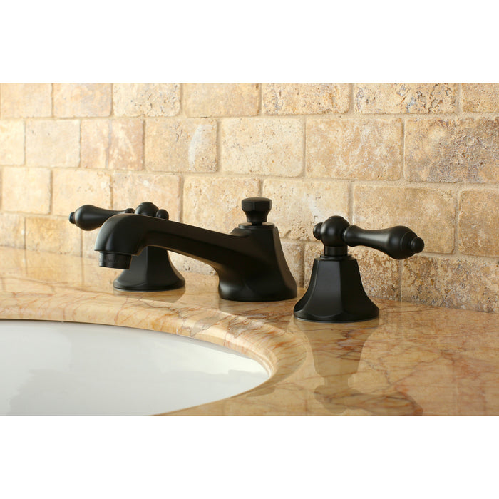 Kingston Tulare KS4465AL - Metropolitan Two-Handle 3-Hole Deck Mount Widespread Bathroom Faucet with Brass Pop-Up, Oil Rubbed Bronze